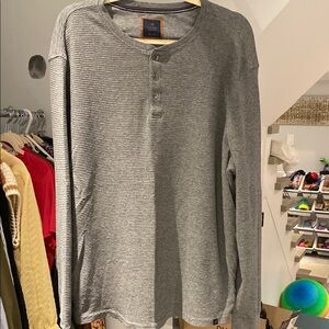Denver Hayes Gray 1/4 button up crew neck Henley Shirt size XL new no tags